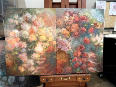 WIP: Symphony of Mums (diptych) 30”x 40” #306